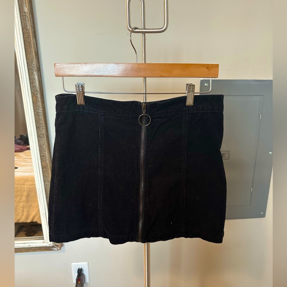 Corduroy Front Zipper Mini Skirt